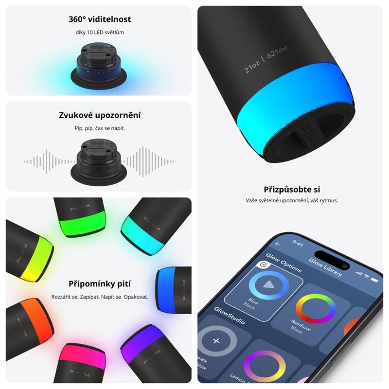 HidrateSpark PRO 2 - chytrá lahev s brčkem, 621 ml, bílá