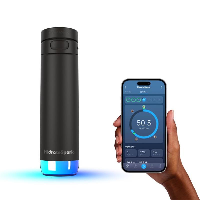 HidrateSpark PRO 2 - chytrá lahev s brčkem, 621 ml, černá