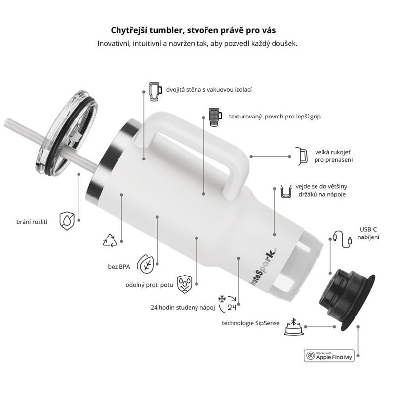 HidrateSpark PRO 2 - chytrý termohrnek, 887 ml, bílý