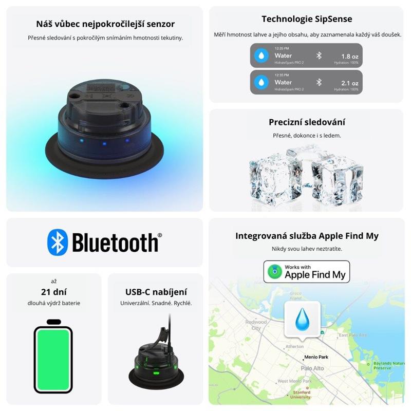 HidrateSpark PRO 2 - chytrý termohrnek, 887 ml, černý