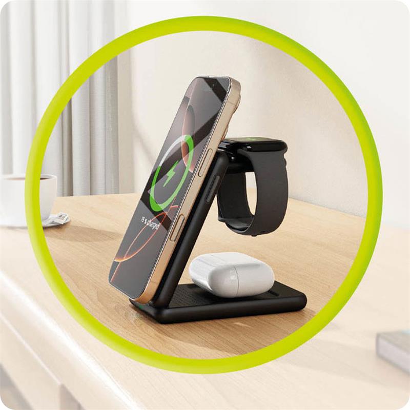 Mobile Origin 3in1 Foldable Qi2 Charger PW8 - Silver