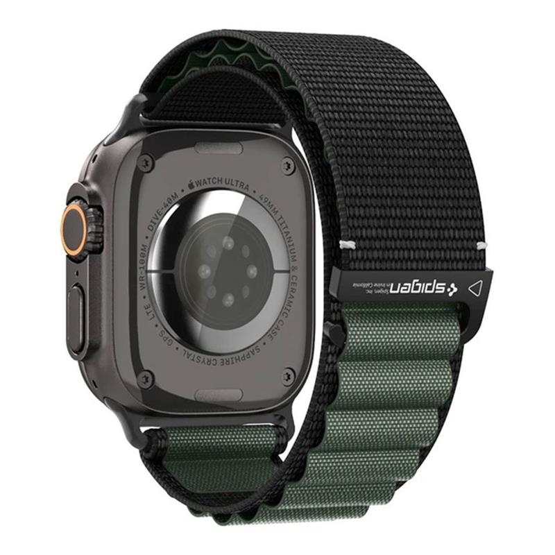Spigen remienok Fabric Band pre Apple Watch 44-49mm - Black Green