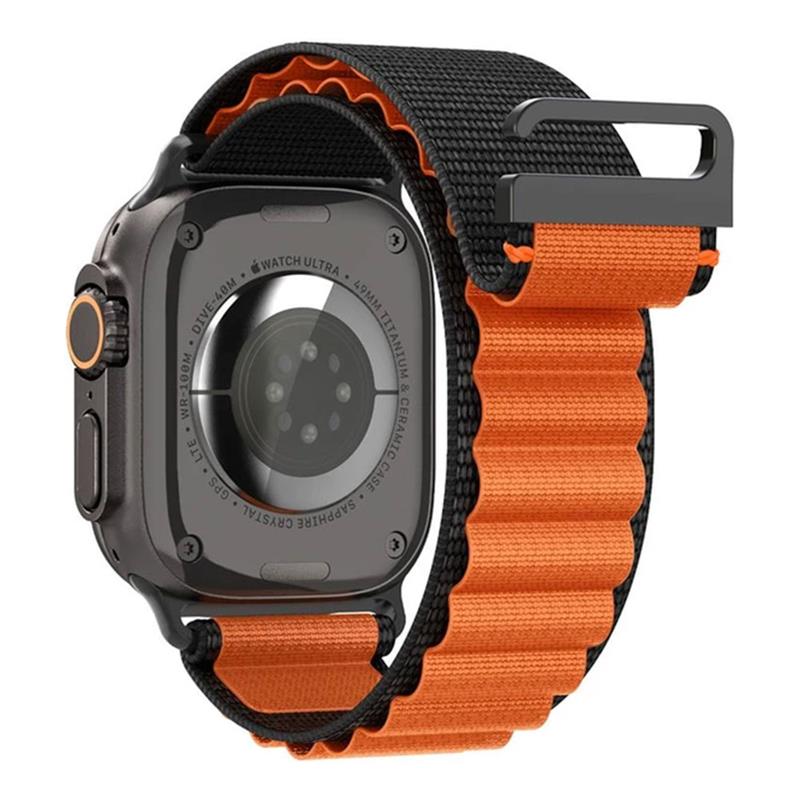 Spigen remienok Fabric Band pre Apple Watch 44-49mm - Black Orange
