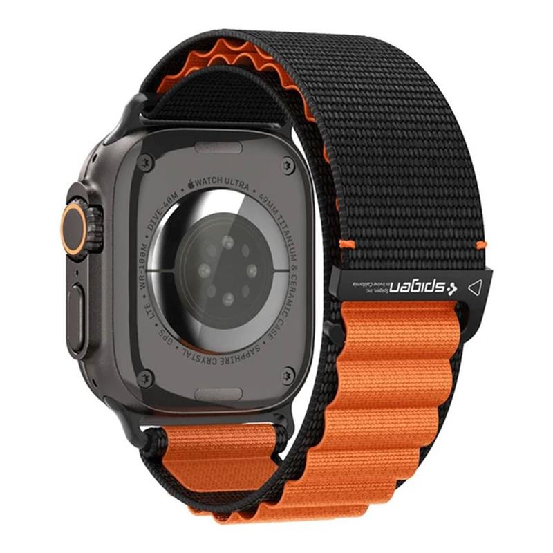 Spigen remienok Fabric Band pre Apple Watch 44-49mm - Black Orange