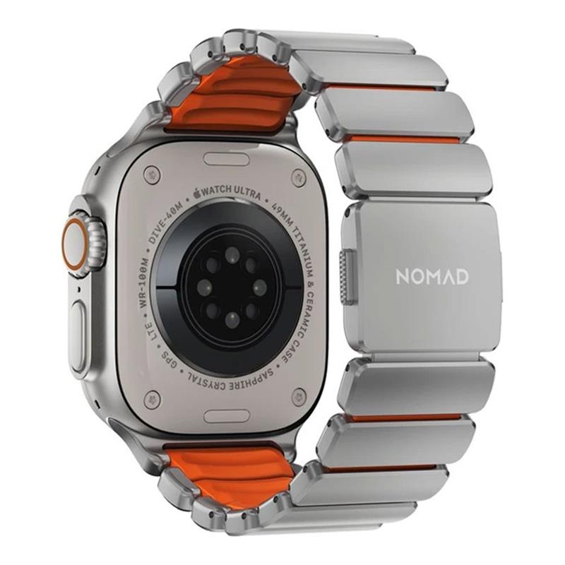 Nomad remienok Stratos pre Apple Watch 44-49mm - Ultra Orange/Natural Hardware