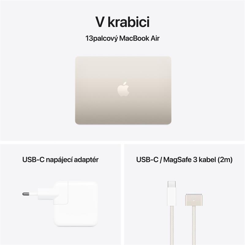 MacBook Air 13" Apple M4 10core CPU 10core GPU 16GB 512GB Hvězdně Bilý CZ *Aktivováno*