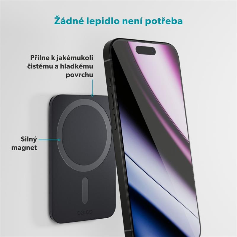 Epico Mag+ přísavný držák na telefon MagSafe kompatibilní - černá