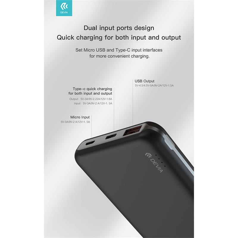Devia powerbank Smart Series 10000 mAh 22.5W - White *Rozbalený*