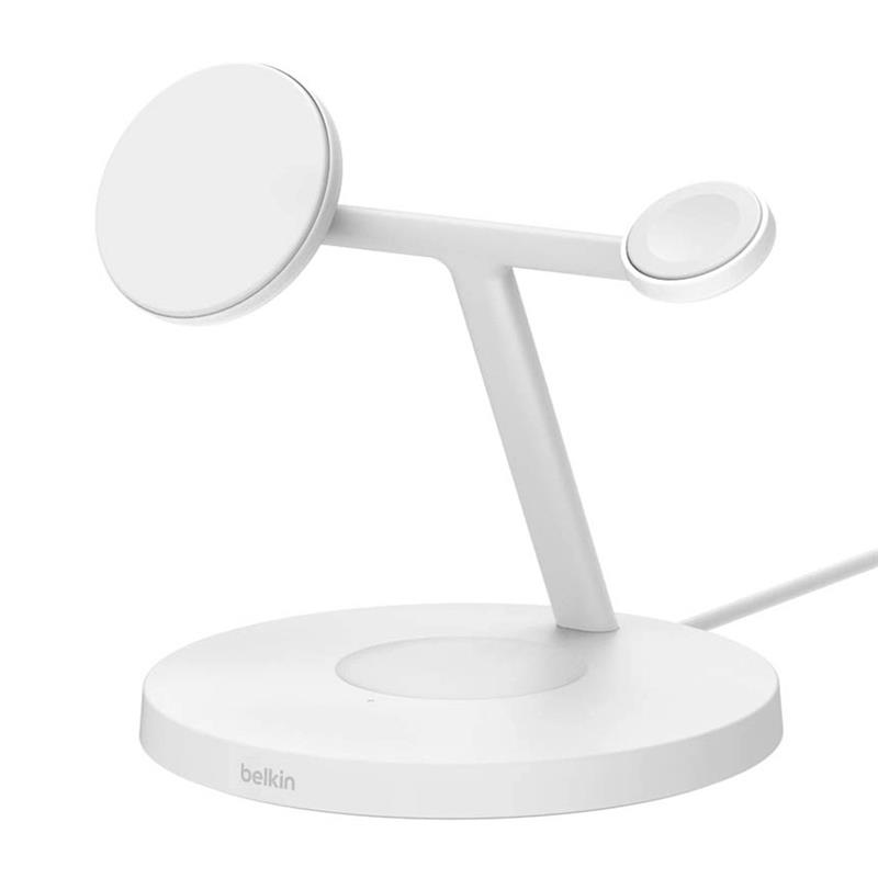 Belkin Boost Charge Pro 3-in-1 Magnetic Wireless Charging Stand with Qi2 15W - White