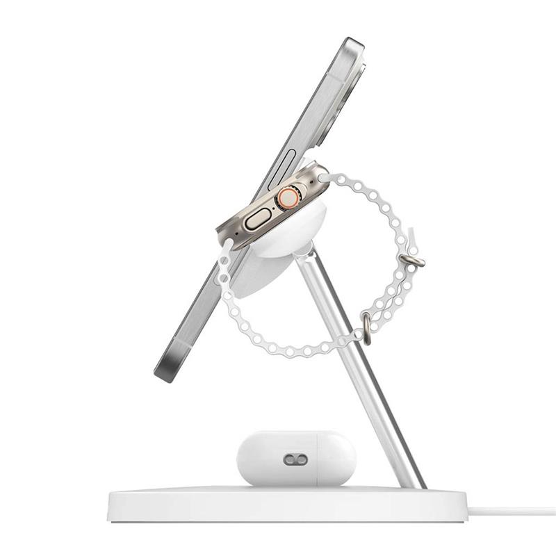 Belkin Boost Charge Pro 3-in-1 Magnetic Wireless Charging Stand with Qi2 15W - White