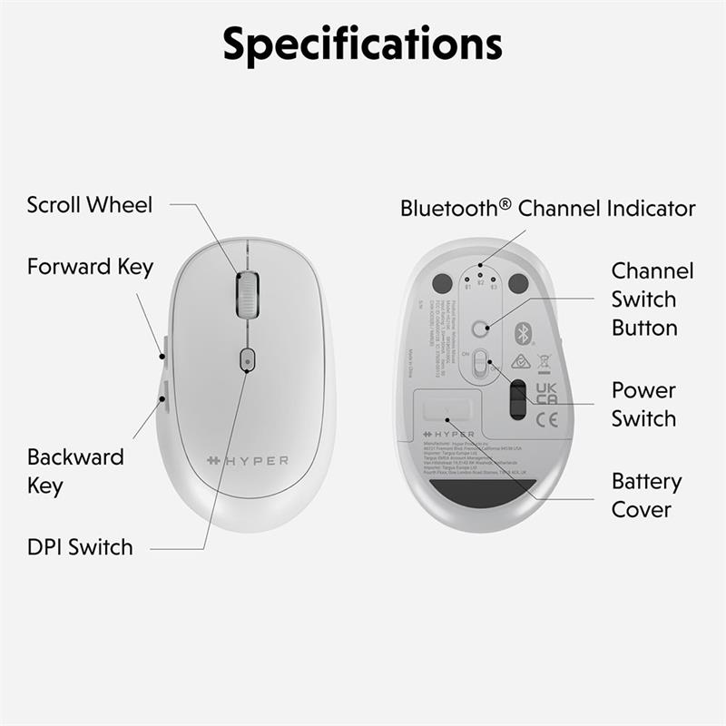 Hyper myš HyperSpace Bluetooth Mouse - White