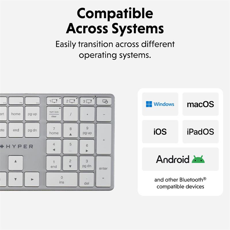 Hyper klávesnica HyperSpace Bluetooth Wireless Keyboard EN - Space Gray