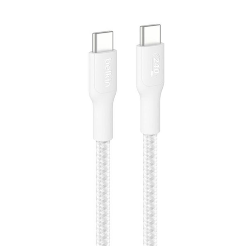 Belkin kábel Boost Charge Pro USB-C to USB-C Braided Cable 240W 3m - White