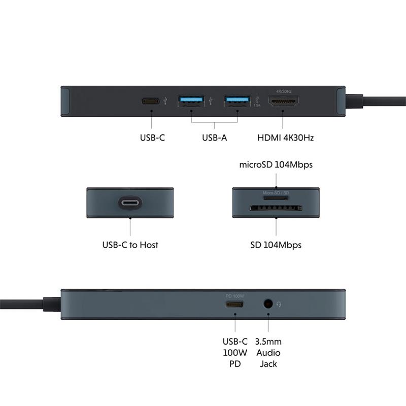 Hyper HyperDrive Flex 8 Port USB-C Hub - Black