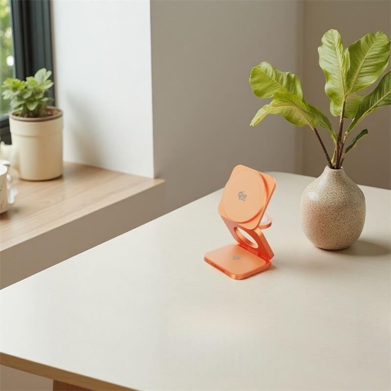 Cubenest 3v1 Qi2.2 Skladacia bezdrôtová magnetická nabíjačka SQ312 Oranžová