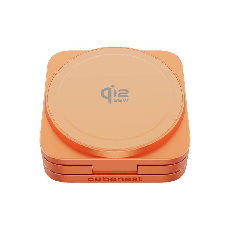 Cubenest 3v1 Qi2.2 Skladacia bezdrôtová magnetická nabíjačka SQ312 Oranžová