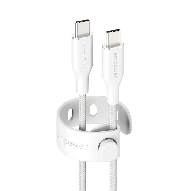 PanzerGlass kábel EMPOWER Racing USB-C to USB-C 2m 60W - White