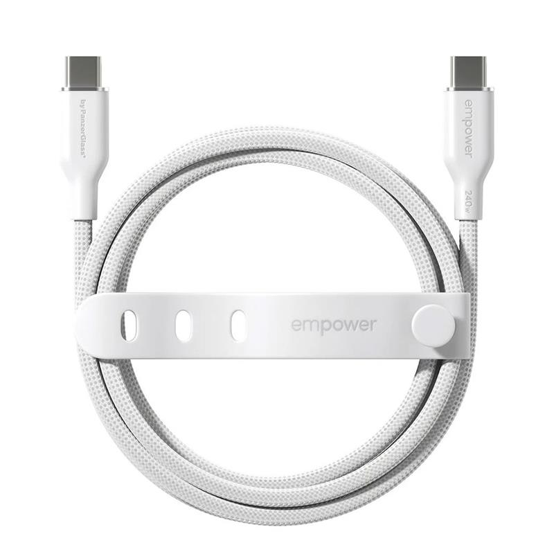 PanzerGlass kábel EMPOWER Racing USB-C to USB-C 2m 240W - White