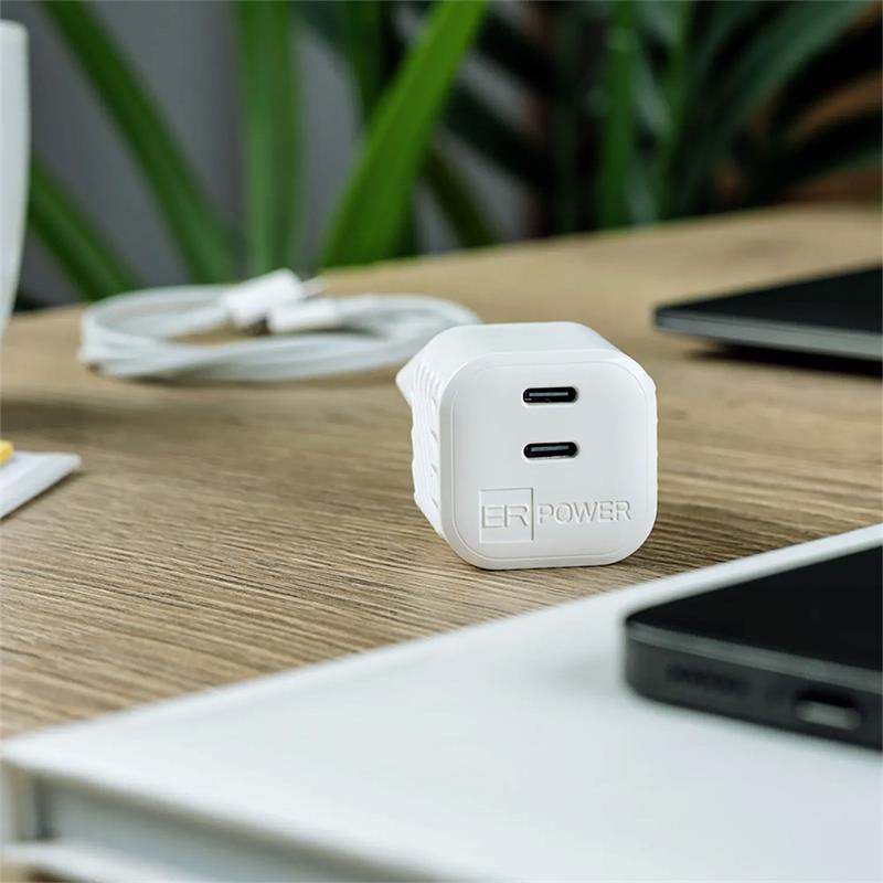 ER POWER 45W Dual Mini GaN Charger - White