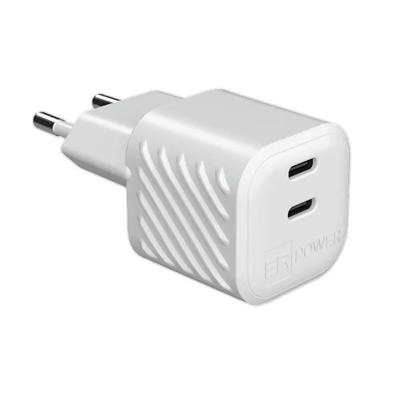 ER POWER 65W Dual Mini GaN Charger - White