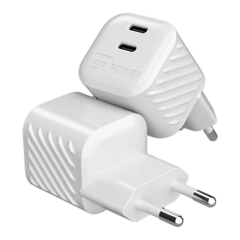 ER POWER 65W Dual Mini GaN Charger - White