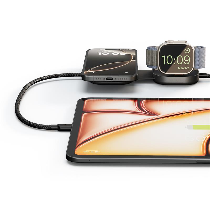 ZENS Pro 3 USB C - C cable 1,5 m 240W Qi2 charger+ Watch Black