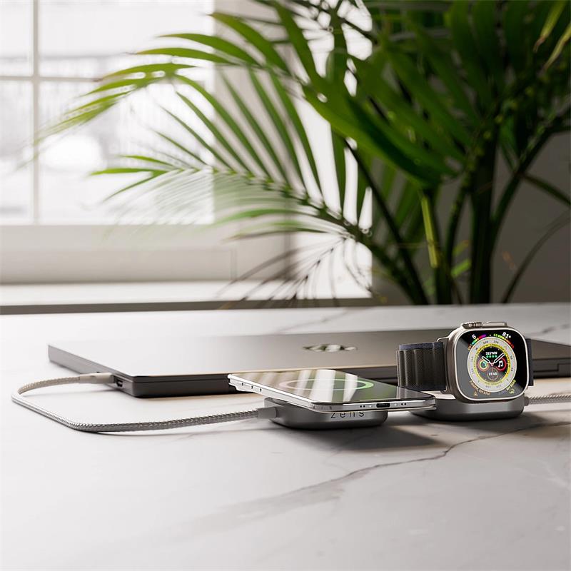 ZENS Pro 3 USB C - C cable 1,5 m 240W Qi2 charger+ Watch White