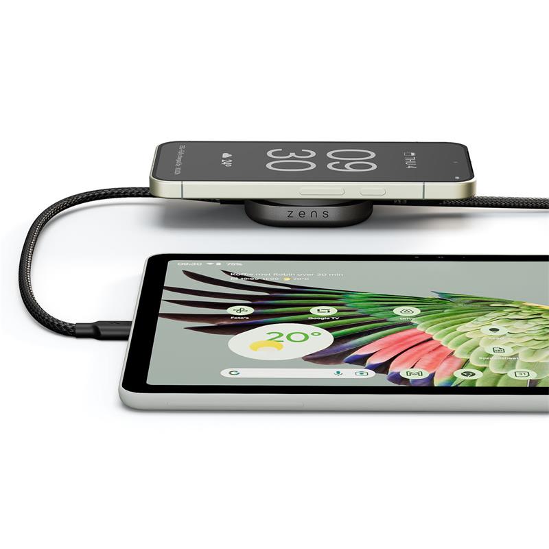 ZENS USB C - C Pro 2 cable 1,5 m 240W with Qi2 charger Black