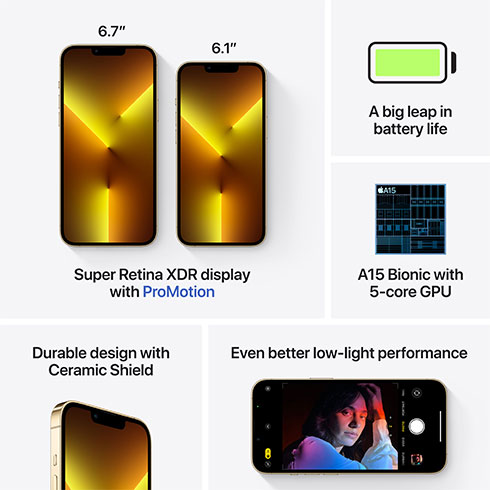 iPhone 13 Pro 128 GB Zlatý *Použitý s DPH – Třída A*