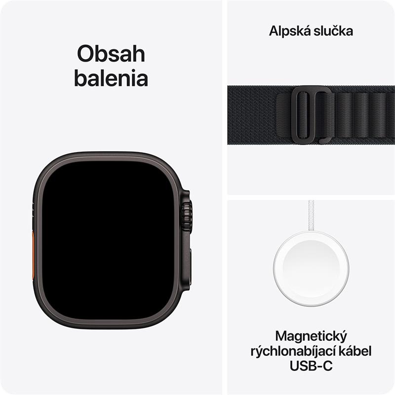 Apple Watch Ultra 3 GPS + Cellular 49mm Čierny titán s čiernym alpským ťahom - S *Rozbalený*