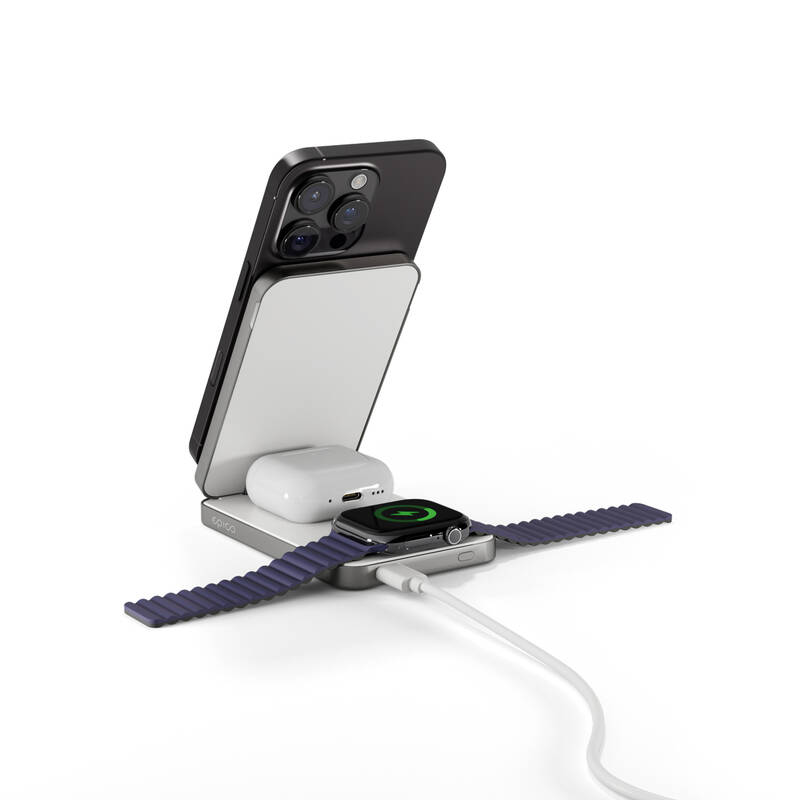 Epico Epico UltraBase 4in1 8000mAh Fold powerbanka & bezrôtový nabíjací stojanček EF50 - biela