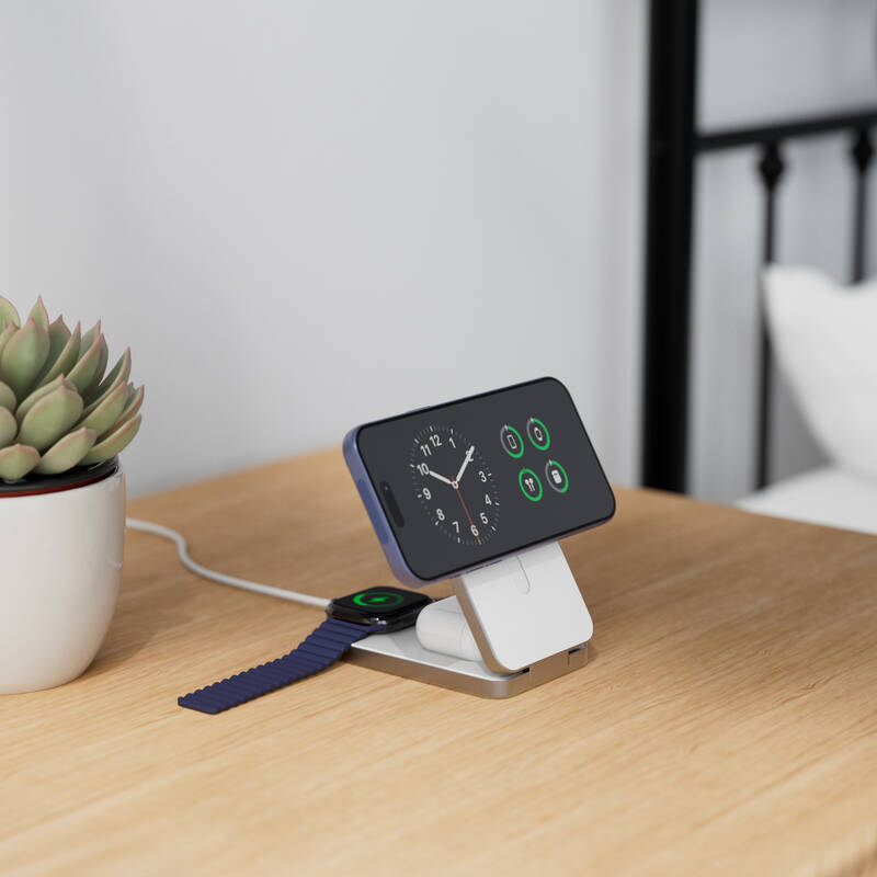 Epico Epico UltraBase 4in1 8000mAh Fold powerbanka & bezrôtový nabíjací stojanček EF50 - biela