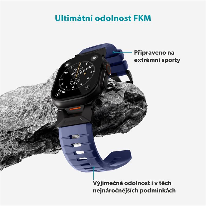 Epico Rubber Pro remienok s nerezovým zapínaním pre Apple Watch 49/46/45/44/42mm - modrá