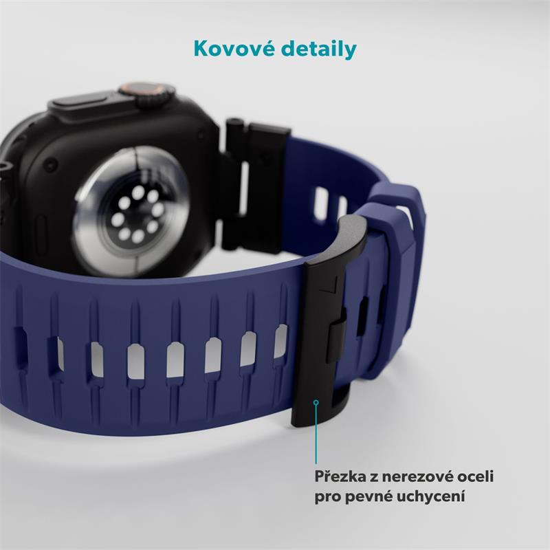 Epico Rubber Pro remienok s nerezovým zapínaním pre Apple Watch 49/46/45/44/42mm - modrá