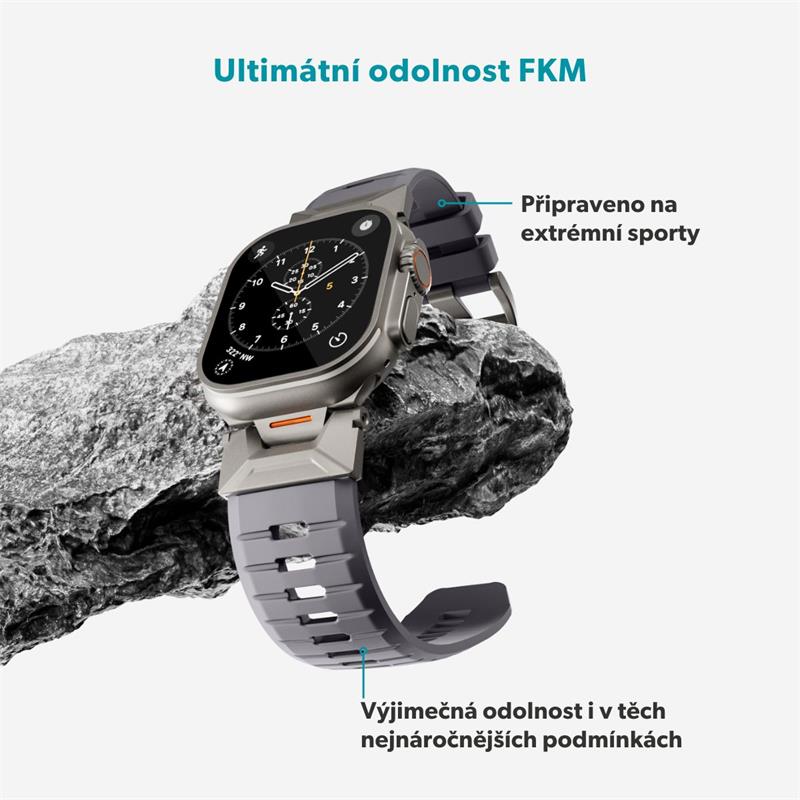 Epico Rubber Pro remienok s nerezovým zapínaním pre Apple Watch 49/46/45/44/42mm - šedá