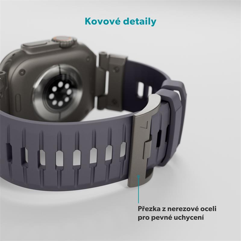 Epico Rubber Pro remienok s nerezovým zapínaním pre Apple Watch 49/46/45/44/42mm - šedá