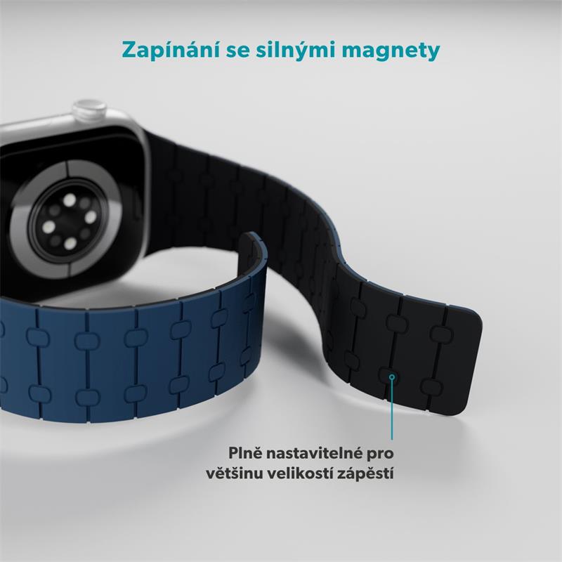 Epico Magnetic+ Silikonový řemínekpro Apple Watch SE (44mm)/Series 1-9 (42/44/45mm) 10-11 (46mm)/Ultra (49mm) - modrá
