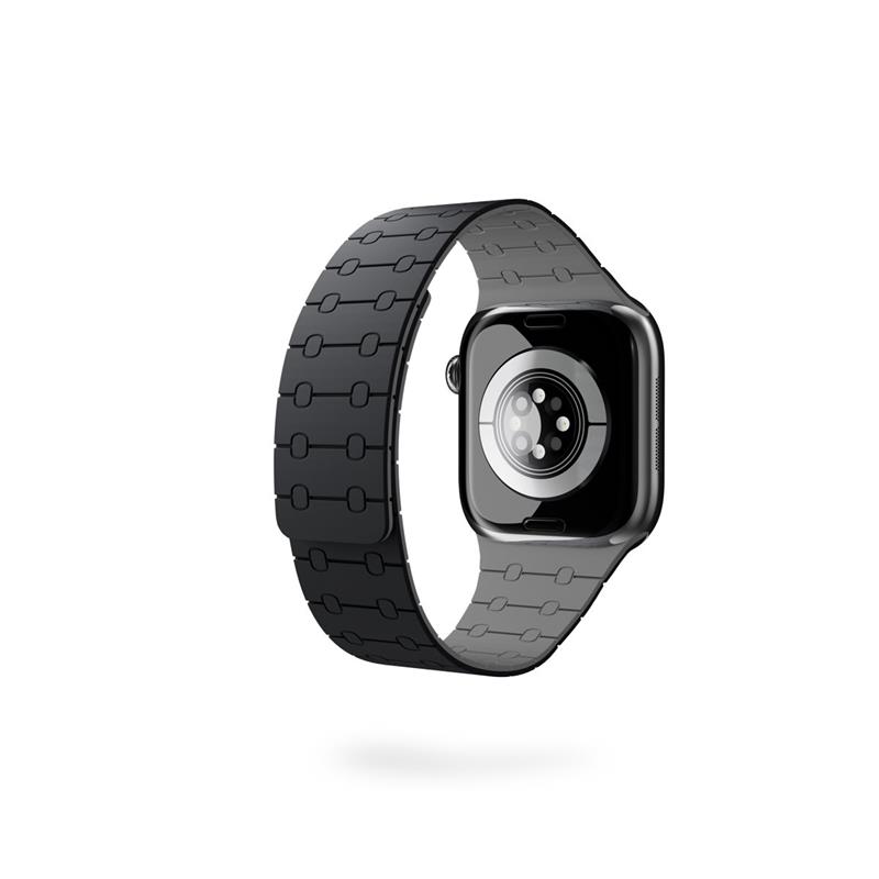 Epico Magnetic+ Silikonový řemínek pro Apple Watch SE (40mm)/Series 1-9 (38/40/41mm) 10-11 (42mm) - černá