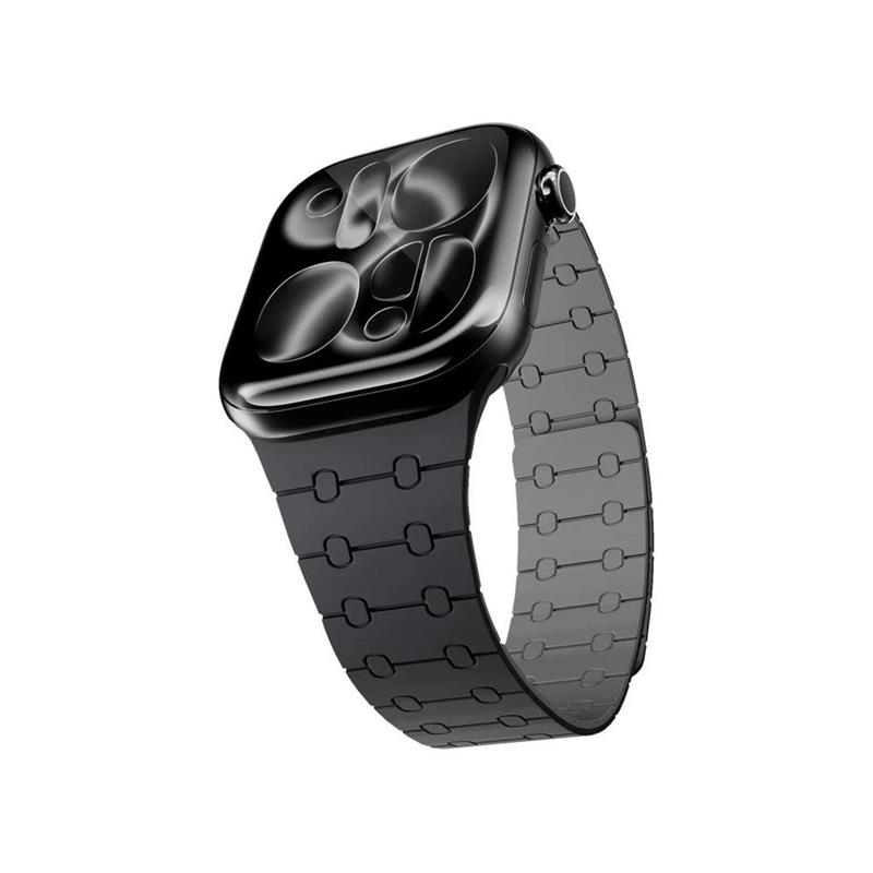 Epico Magnetic+ Silikonový řemínek pro Apple Watch SE (40mm)/Series 1-9 (38/40/41mm) 10-11 (42mm) - černá