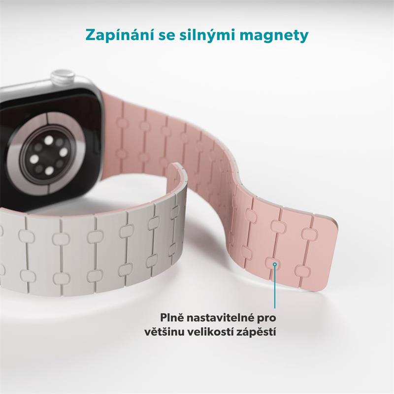 Epico Magnetic+ Silikonový řemínek pro Apple Watch SE (40mm)/Series 1-9 (38/40/41mm) 10-11 (42mm) - hvězdně bílá