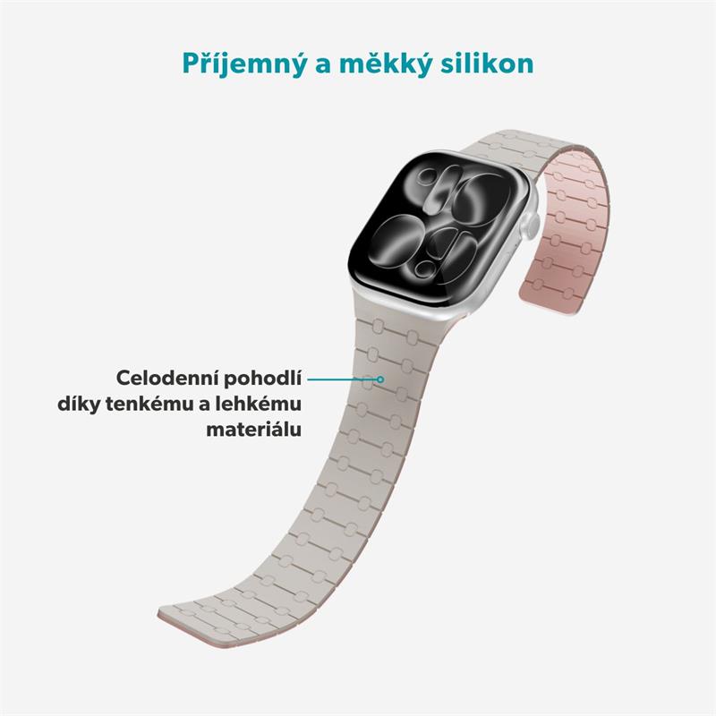 Epico Magnetic+ Silikonový řemínek pro Apple Watch SE (40mm)/Series 1-9 (38/40/41mm) 10-11 (42mm) - hvězdně bílá