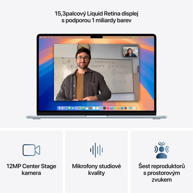 MacBook Air 15" Apple M4 10core CPU 10core GPU 16GB 256GB Blankytně Modrý CZ *Rozbalený*