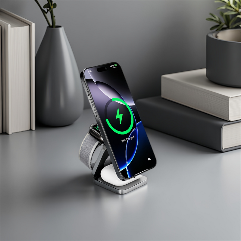 Cubenest Qi2.2 3v1 Skládací bezdrátová magnetická nabíječka SQ312 Ultra - šedá *Rozbaleno*