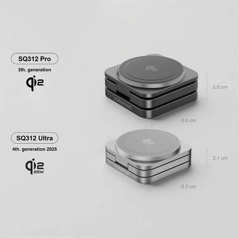 Cubenest Qi2.2 3v1 Skládací bezdrátová magnetická nabíječka SQ312 Ultra - šedá *Rozbaleno*