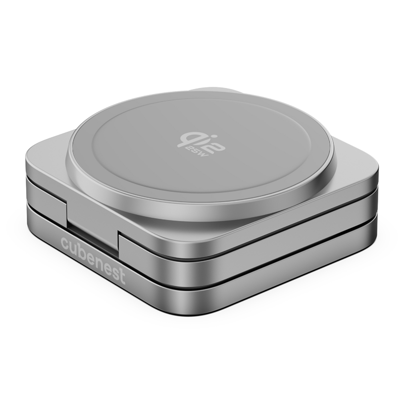 Cubenest Qi2.2 3v1 Skládací bezdrátová magnetická nabíječka SQ312 Ultra - šedá *Rozbaleno*
