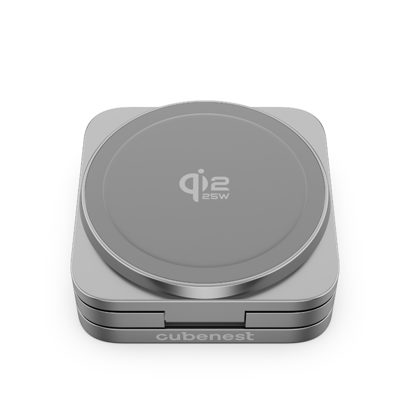 Cubenest Qi2.2 3v1 Skládací bezdrátová magnetická nabíječka SQ312 Ultra - šedá *Rozbaleno*
