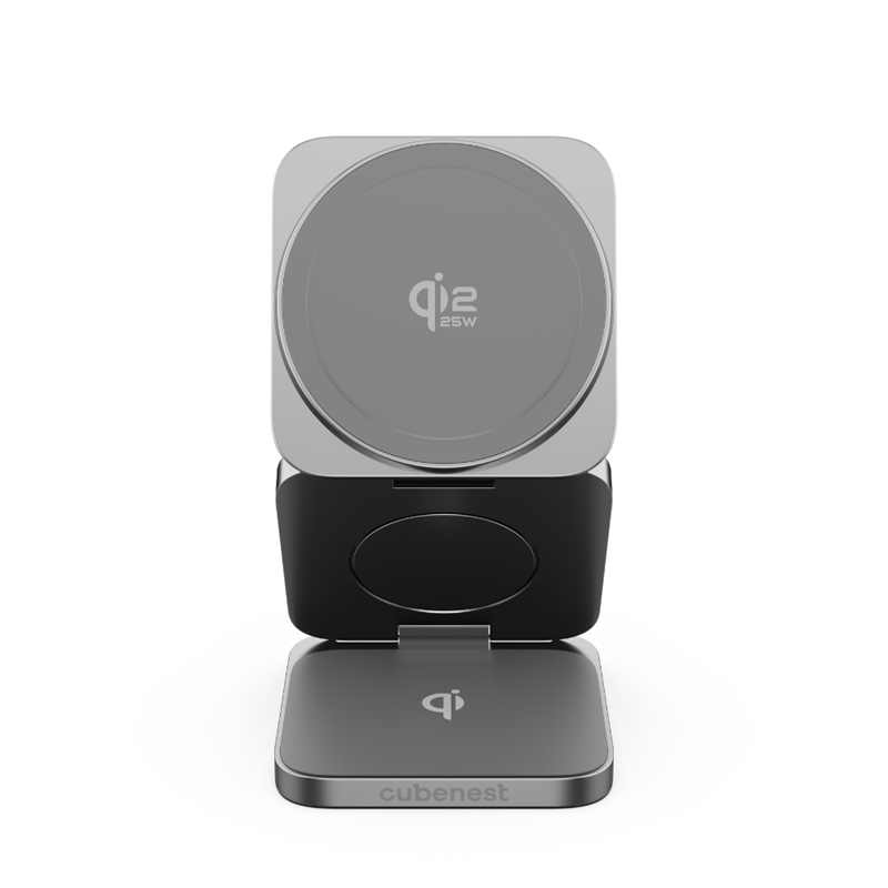 Cubenest Qi2.2 3v1 Skládací bezdrátová magnetická nabíječka SQ312 Ultra - šedá *Rozbaleno*