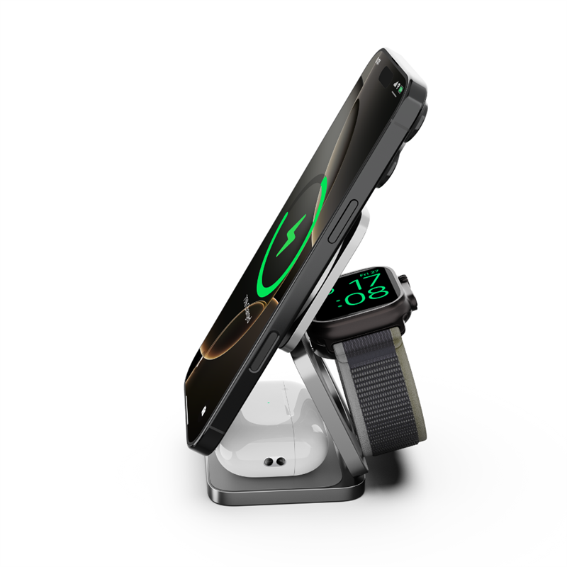 Cubenest Qi2.2 3v1 Skládací bezdrátová magnetická nabíječka SQ312 Ultra - šedá *Rozbaleno*