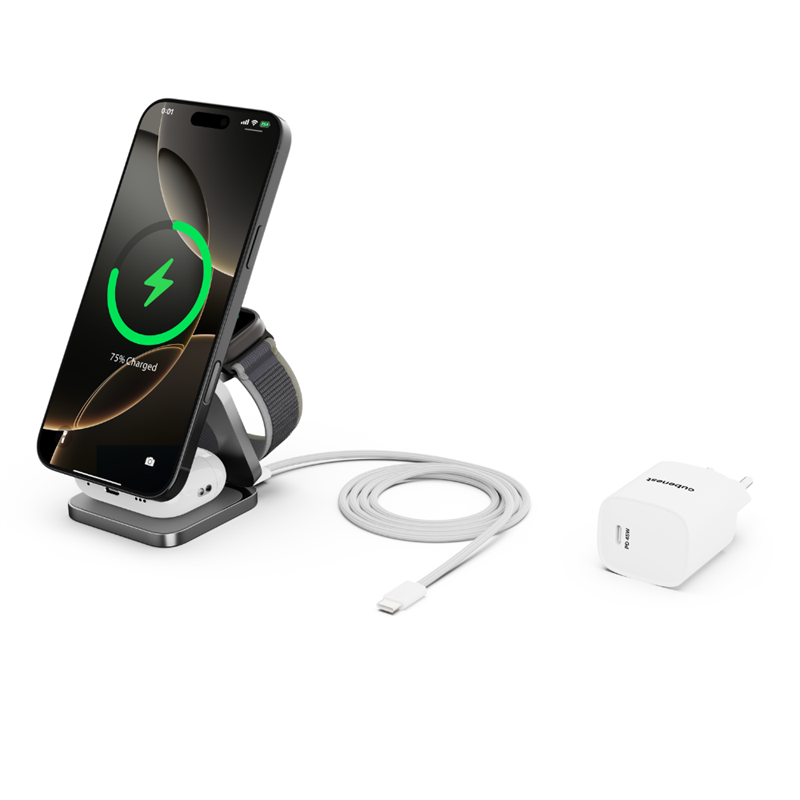 Cubenest Qi2.2 3v1 Skládací bezdrátová magnetická nabíječka SQ312 Ultra - šedá *Rozbaleno*