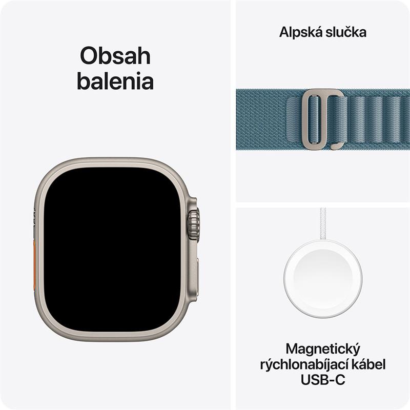 Apple Watch Ultra 3 GPS + Cellular 49mm Prírodný titán so svetlo modrým alpským ťahom - M *Rozbalený*